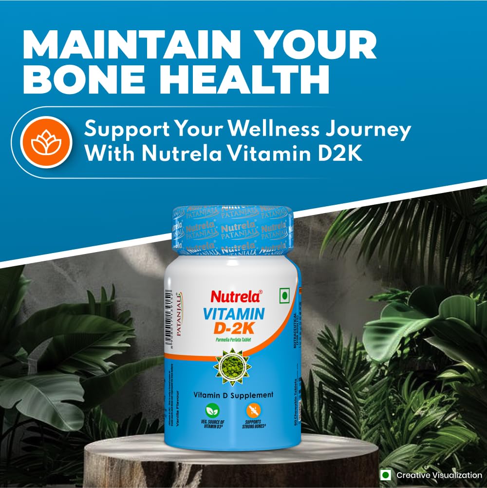 NUTRELA PATANJALI VIT D2K NATURAL TAB- VANILLA, Pack of 60 tabs