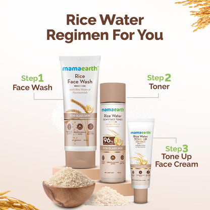 Mamaearth Rice Water Tone Up Face Cream with Rice Water & Niacinamide for Glass Skin 50g | Instantly Brightens | Even Skin Tone | Adds Glow | All Skin Types | Korean Rice Tone Up
