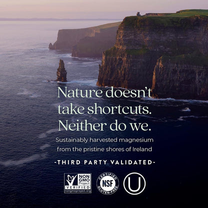 Cliffs of Moher with ocean view and sustainability message overlay