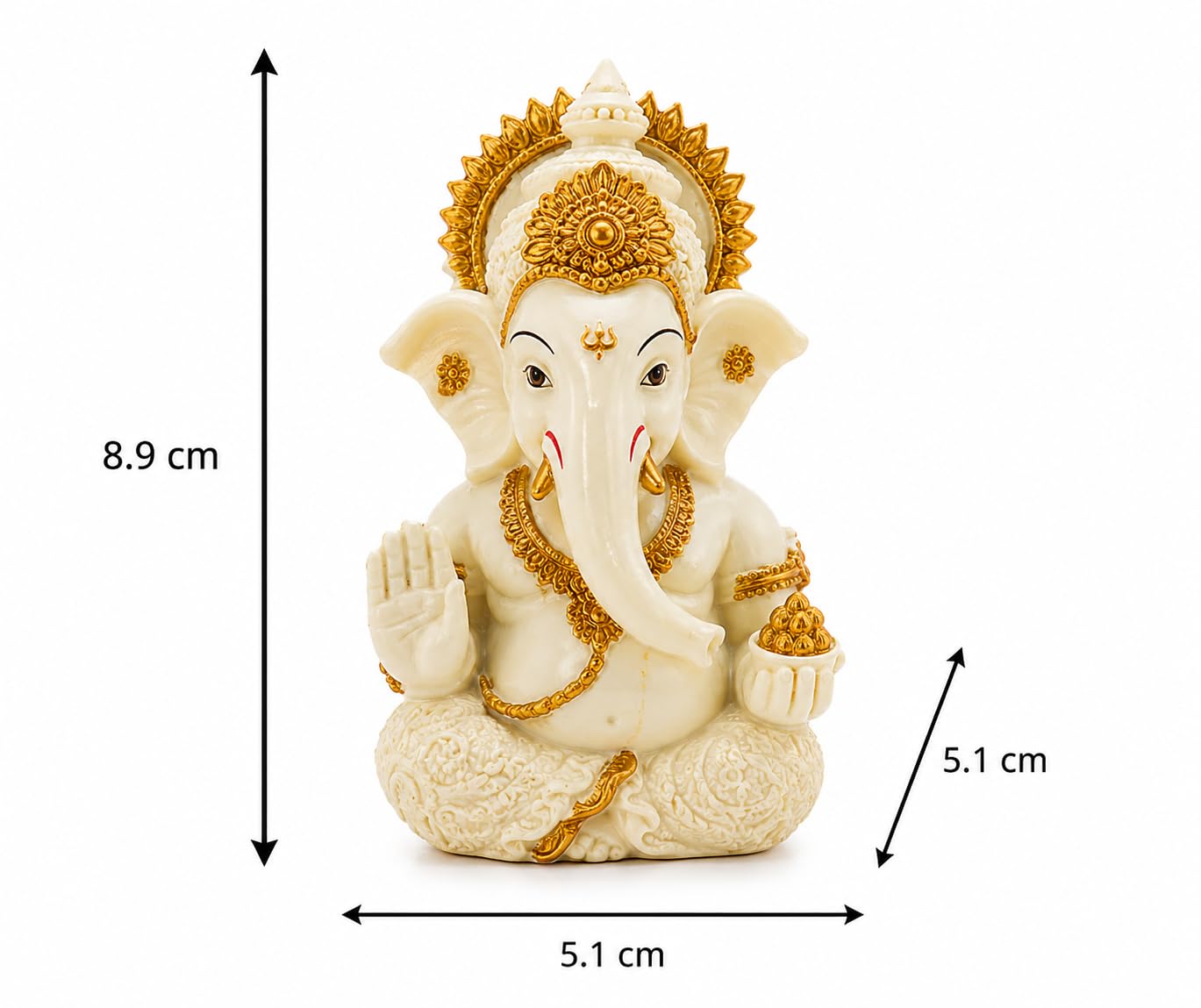 eCraftIndia Peach Ivory Finish Lord Ganesha Statue for Car Dashboard, Home Decor, Office Desk & Puja Room | Ganesh Murti Gift