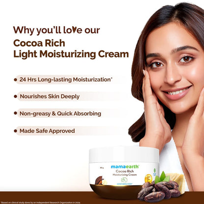 Mamaearth Cocoa Rich Moisturizing Cream with Cocoa Butter & Vitamin E for Deep Nourishment - 50 g | 24 Hrs Long-lasting Moisturization | For Face, Hand & Body | Non-Greasy & Quick Absorbing