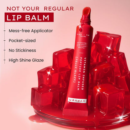 Red lip balm with a mess-free applicator on a pink background