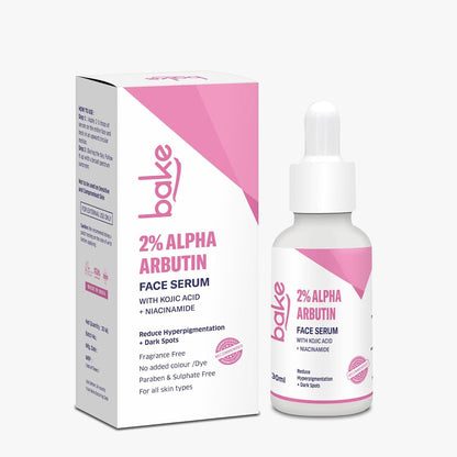 BAKE 2% Alpha Arbutin & Kojic Acid Face Serum Niacinamide for Dark Spots,Pigmentation & Tan Removal | Reduces Dark Spots, Controls Melanin Production & Evens Out Skin Tone | For Men & Women | 30ml