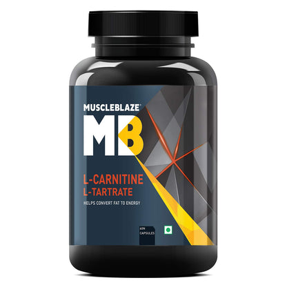 MuscleBlaze L-Carnitine L-Tartrate for Adults, Helps Convert Fat into Energy (Unflavoured, Capsules 60 Count )
