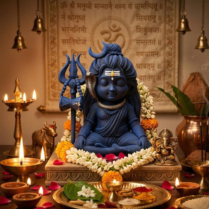 Shivji Idol for Car Dashboard, Home Temple & Office Desk | Compact Resin Mahadev Murti for Puja Room, Table Decor & Spiritual Gift | Small Lord Shiva Statue (Baby Lord Shiva)