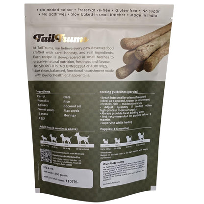 TailTrums Dog Sticks – Veggie Sticks 900g | Healthy Dog Food | Freshly Baked Dog Treats | All-Natural & Preservative-Free | Dog Dental Stick | Human-Grade Ingredients (All Breeds)