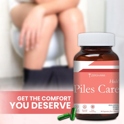 ZEROHARM Holo Piles Care Capsules | Vein Health & Hemorrhoid Relief | Reduces Swelling & Eases Discomfort | 60 Veg Capsules (1 Pack)