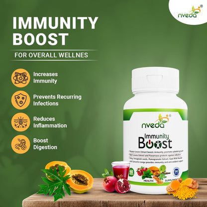 Nveda Immunity Booster with Papaya Leaves Extract, Giloy, Fenugreek seeds, Curcumin Longa for Immunity (60 Tablets)
