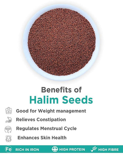 ORGANICPACIFIC Halim Seeds, Aliv Seeds, Seeds for Eating, Asaliya Seed Garden Cress Seed, Iron Rich Superfood for Immunity & Hair Growth