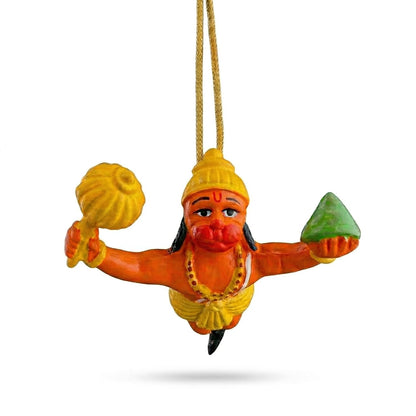B.R STORE Flying Lord Hanuman Hanging Idol | Bajrangbali Decorative Showpiece with Thread | Religious Car Hanging & Home Temple Dcor | Hindu God Hanuman Murti