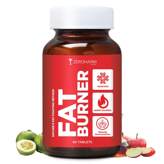 ZEROHARM Fat Burner Tablets | Garcinia Cambogia, Green Coffee, Green Tea, Apple Cider Vinegar | Boosts Metabolism & Controls Cravings | Weight Management Supplements for Men & Women | 60 Veg Tablets