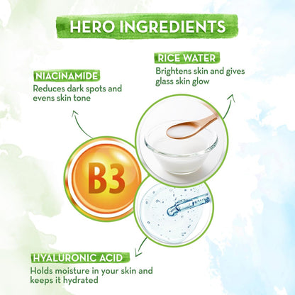 Mamaearth Rice Water Dewy Active Serum with 10% Niacinamide, Rice Water & Hyaluronic Acid - 50 ml | For Glass Skin | Gives Dewy Finish | Brightens Skin | Suits All Skin Types