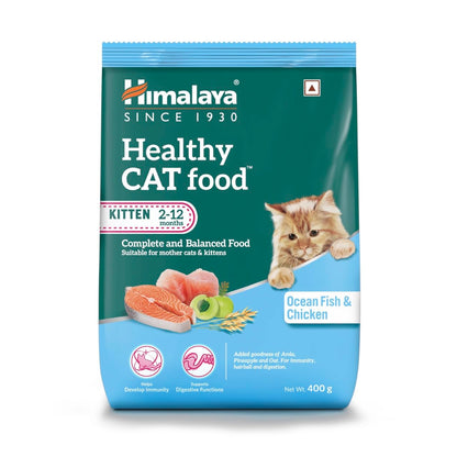 Himalaya Healthy CAT Food | Kitten & Mother Cat | Ocean Fish & Chicken | 400g | Complete & Balanced Nutrition with Oats, Pineapple & Amla