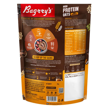 Bagrry’s 25g Protein Oats 750g | Dark Chocolate, Raisins & Pumpkin Seeds | Whey Protein & Plant Protein Blend | High Fibre Breakfast | Rolled Oats | No Refined Sugar | No Added Preservatives