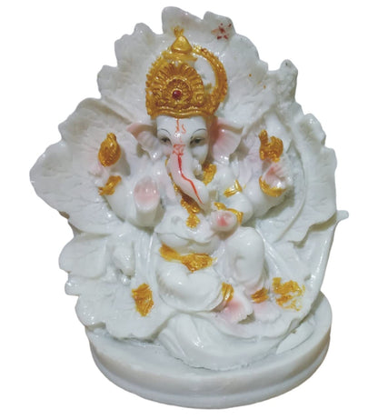 Ganesha Ganesh Ganpati Gajanan Statue Idol Murti Gift Item Decorative Showpiece Multicolor Polyresin Pack of 1 (B004)