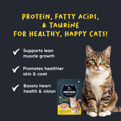 Meowsi by HUFT Chicken Breast with Quail Egg Pate Cat Wet Food - 80 gm | Smooth, Nutritious & Easy-to-Digest Meal for Persian & All Breeds | Rich in Protein for Growth & Wellness