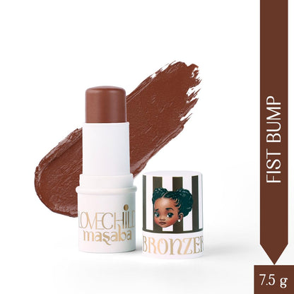 LoveChild Mini Masaba Bronzer Stick To Sculpt, Define & Lift, Contour Makeup, Matte Finish, Smooth Glide, Makeup Stick Suitable for All Indian Skin Tones, Fist Bump (Deep Brown) 7.5g