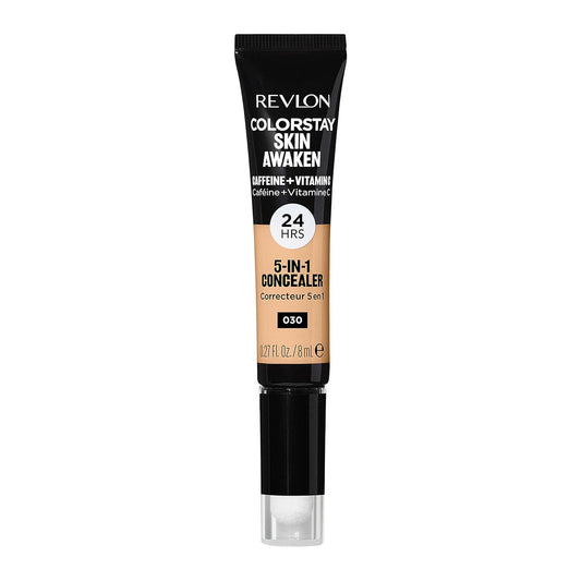 Revlon ColorStay Skin Awaken 5-in-1 Concealer, Lightweight, Creamy Longlasting Face Makeup with Caffeine & Vitamin C, For Imperfections, Dark Circles & Redness, 030 Light Medium, 8 ml