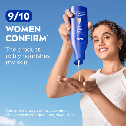NIVEA Nourishing Body Milk 200ml Body Lotion with Deep Moisture Serum | 48 H Moisturization | With 2X Almond Oil | Smooth and Healthy Looking Skin |For Very Dry Skin