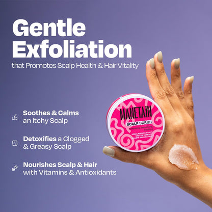 Manetain Scalp Scrub 100gm | Purifying Hair & Scalp Exfoliator for Dandruff, Dry Scalp & Build‑Up | Deep‑Clean Hair Scrub with Himalayan Salt, Cactus & Willow Bark | Vegan & Cruelty‑Free