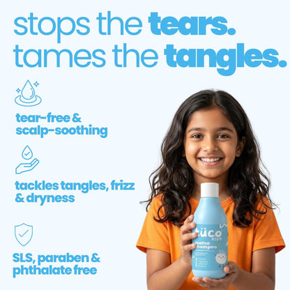 Tuco Kids Mild Shampoo for Kids, Soapnut, Almond & Henna, Tear-Free, 300ml | Gentle kids shampoo for 5 to 10 years. Tear, Paraben, SLS & sulphate free. Soft, smooth & tangle-free hair. Vegan & pH 5.5.
