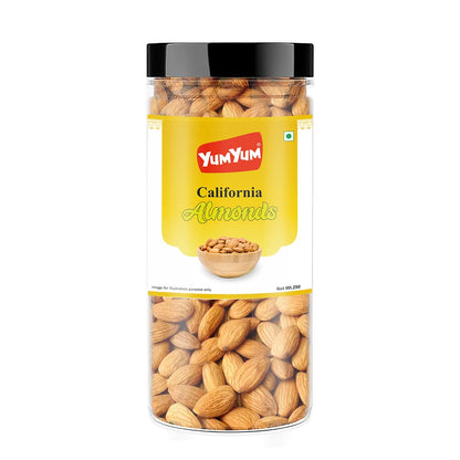 YUM YUM Pure California Almonds/Badam Whole, 250g, Real Nuts, High in Fiber, Badam Giri, Rich in Protein, Magnesium, Phosphorus and Dietary Fibre, Nuts & Dry Fruits