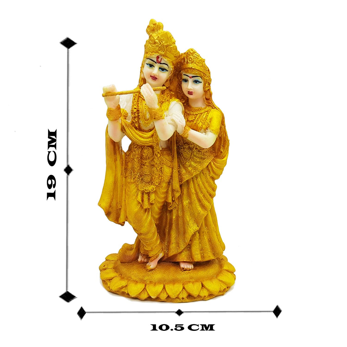 Radha Krishna ji Jugal Jodi Murti Poly Resin, Marble Crush for Home Mandir Temple Showpiece Idol Statue Gifts Home Decor Temple Pooja Golden