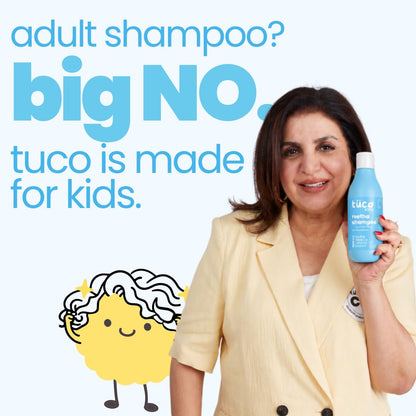 Tuco Kids Mild Shampoo for Kids, Soapnut, Almond & Henna, Tear-Free, 300ml | Gentle kids shampoo for 5 to 10 years. Tear, Paraben, SLS & sulphate free. Soft, smooth & tangle-free hair. Vegan & pH 5.5.