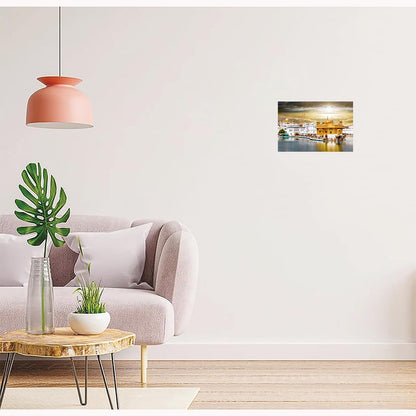 Golden Temple Paintings for Living room, Golden Temple Poster Big Size with Sparkle Coated Lamination - 2495 (Self Adhesive) 18x24 Inch