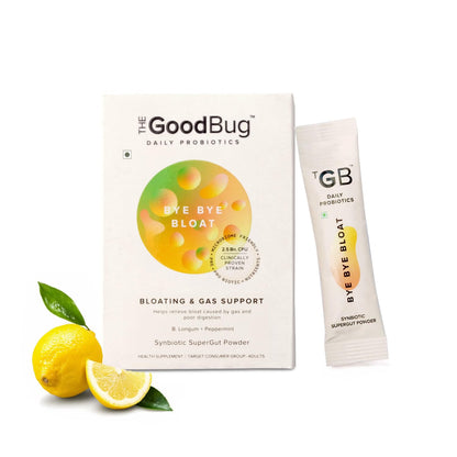 The Good Bug Bye Bye Bloat Supergut Powder For Gut Health & Strong Digestion | Pre & Probiotic Supplement | Helps With Bloating, Gas & Heartburn | 2.5 Billion Cfu Of Clinically Proven | 15 Days Pack
