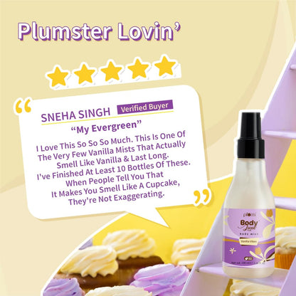 Plum Bodylovin' Vanilla Vibes Body Mist for Women | Long Lasting Vanilla Fragrance with Warm & Cozy Vanila Scent | High on Fun | Travel Friendly Perfume Body Spray - 100ml