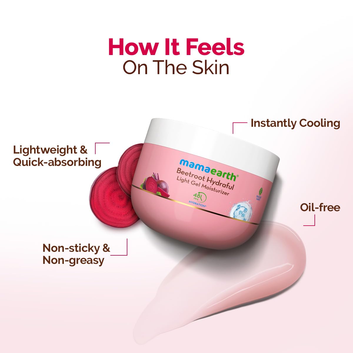 Mamaearth Beetroot Hydraful Light Gel Moisturizer with Beetroot & HA for Hydrated Pink Glow 200g| Long-lasting, Nonsticky Hydration| Oil-free, Lightweight, Quick-absorbing| Free from Harmful Chemicals