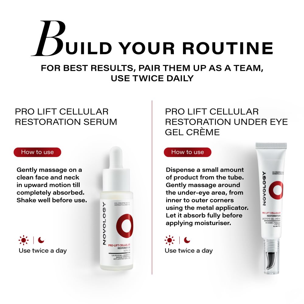 Cosmetic products with usage instructions on a white background