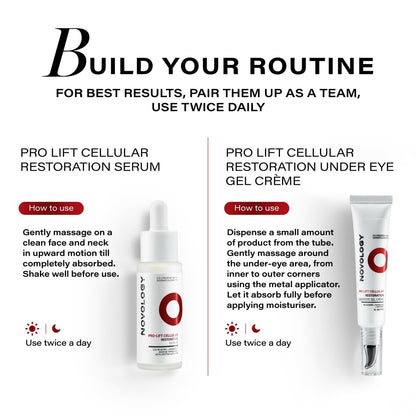 Cosmetic products with usage instructions on a white background