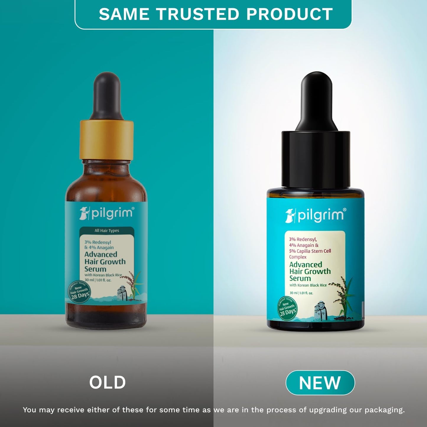 Pilgrim Redensyl 3% + Anagain 4% + 5% Capilia Stem Advanced Hair Growth Serum (30ml) for Scalp with Korean Black Rice & Rosemary | Control Hair Fall, Stimulate Hair Regrowth, Increase Hair Density