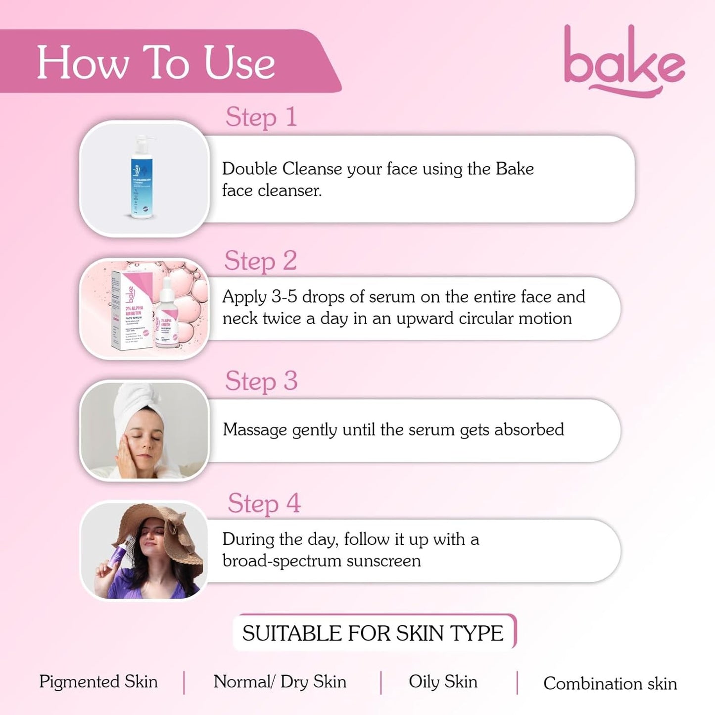 BAKE 2% Alpha Arbutin & Kojic Acid Face Serum Niacinamide for Dark Spots,Pigmentation & Tan Removal | Reduces Dark Spots, Controls Melanin Production & Evens Out Skin Tone | For Men & Women | 30ml