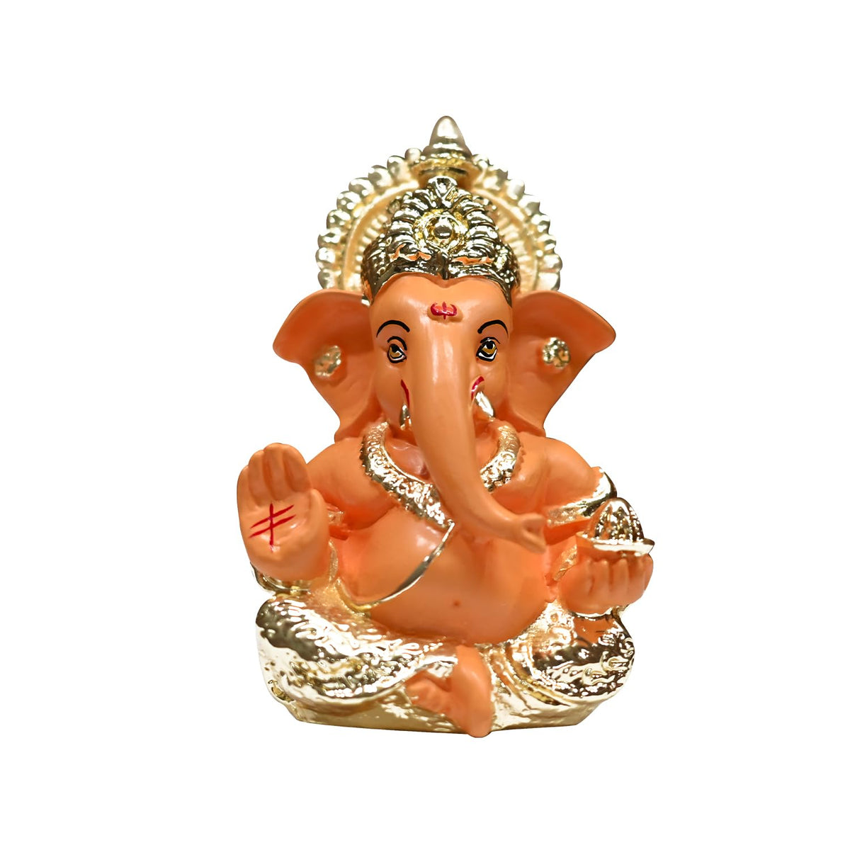 Gold Plated Ganesha Idol with Mango Terracotta Work - 3.5 Inch Height for Home Decor/Office Desk/Puja Room Sculpture, Infusing Positive Energy & Religious Gift (8.89 x 5.08 cm)(Mango Yellow)