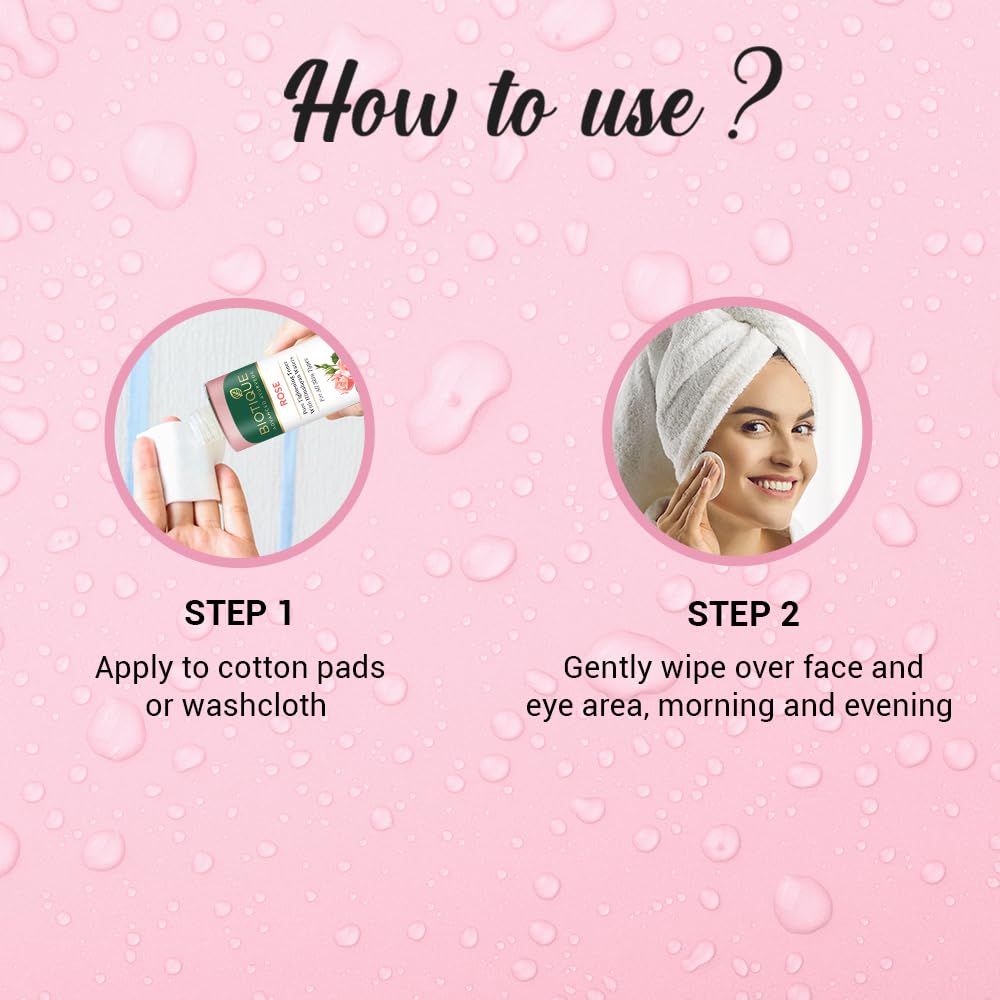 Instructions on how to use a skincare product with step-by-step guide on a pink background.