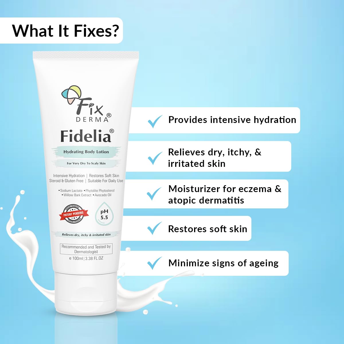 Fixderma Fidelia Hydrating Body Lotion | Moisturizer for face & Body | Body lotion for Women & Men Hydrating Lotion - 100 ml (Pack of 1)