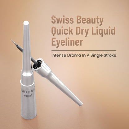 Swiss Beauty Jet Black Liquid Eyeliner | Long Lasting | Waterproof | Smudge Proof & One Stroke Application | 4ml