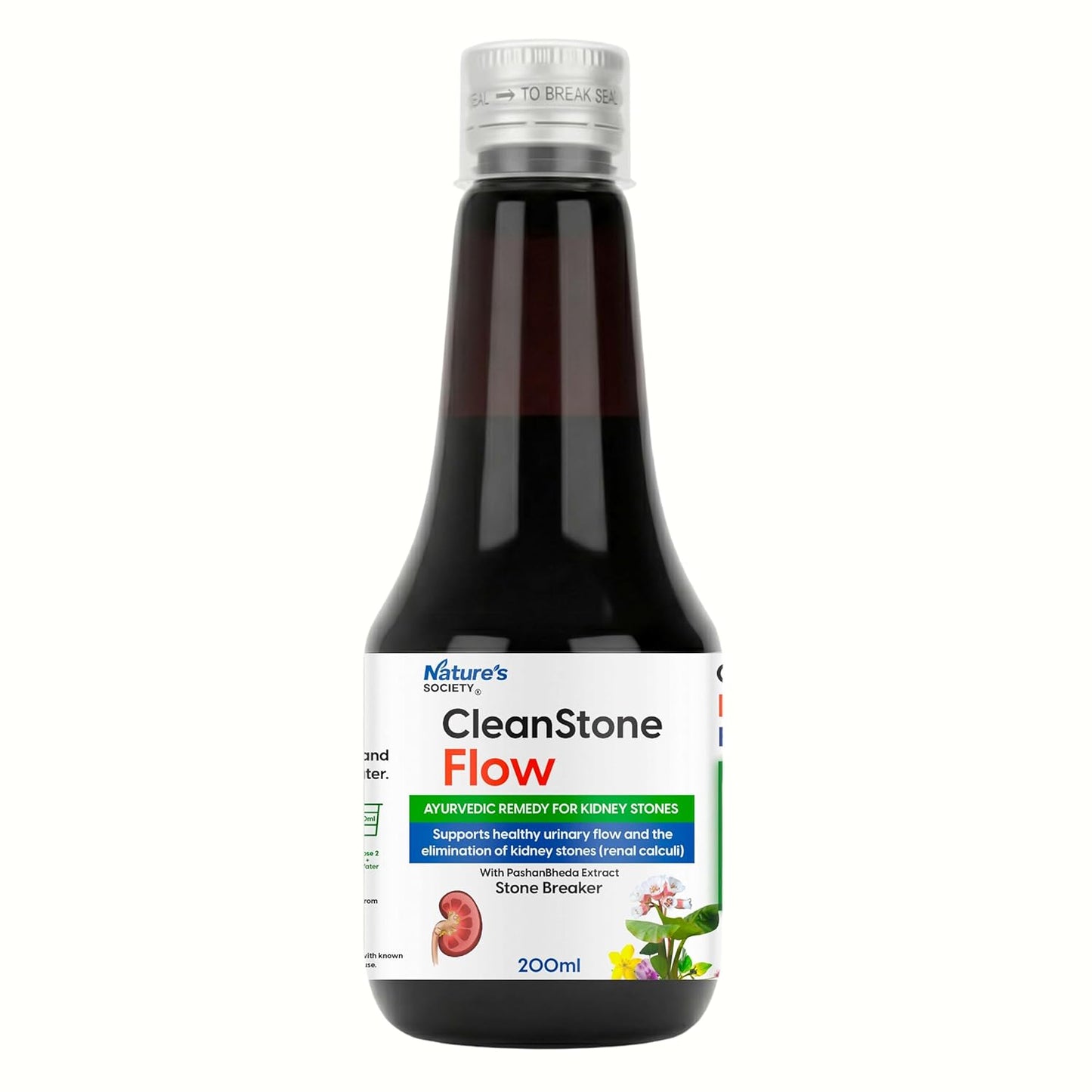 The Nature's Society ® CleanStone Kidney Stone Removal Medicine | 10 Days Ayurvedic Medicine For Kidney Detox | Patharchatta Juice Extract & 7 Other Herbal Extracts | 200ml Syrup + 20 Capsules Pack