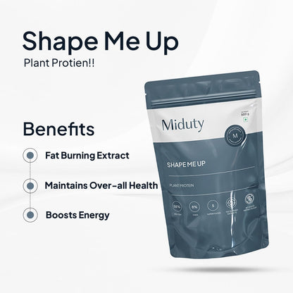 Zephivo Miduty by Palak Notes ShapeME Up Plant Protein - Vanilla Flavour - 1 Billion Probiotics - Vegan Protein Shake for Lean Weight Loss - Protein Powder - Effective Weight Management - 500gm