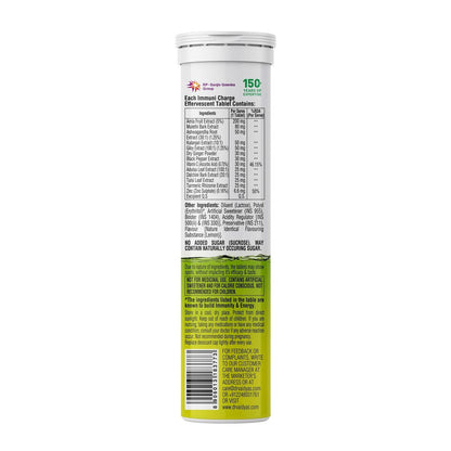 Dr. Vaidya's Immuni Charge Effervescent | No Added Sugar | Boosts Immunity With Vitamin C, Amla & Zinc | Lemon Flavour | (15 Tablets Each)