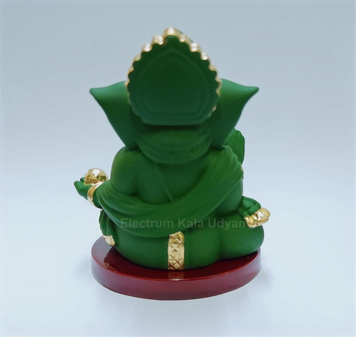 Handcrafted Poly Resin Ganesha Statue with Base - Perfect for Car Dashboard, Office Desk, Shelves, and Home Decor - Ideal Housewarming Gift! (Gaddigreenwithbase)