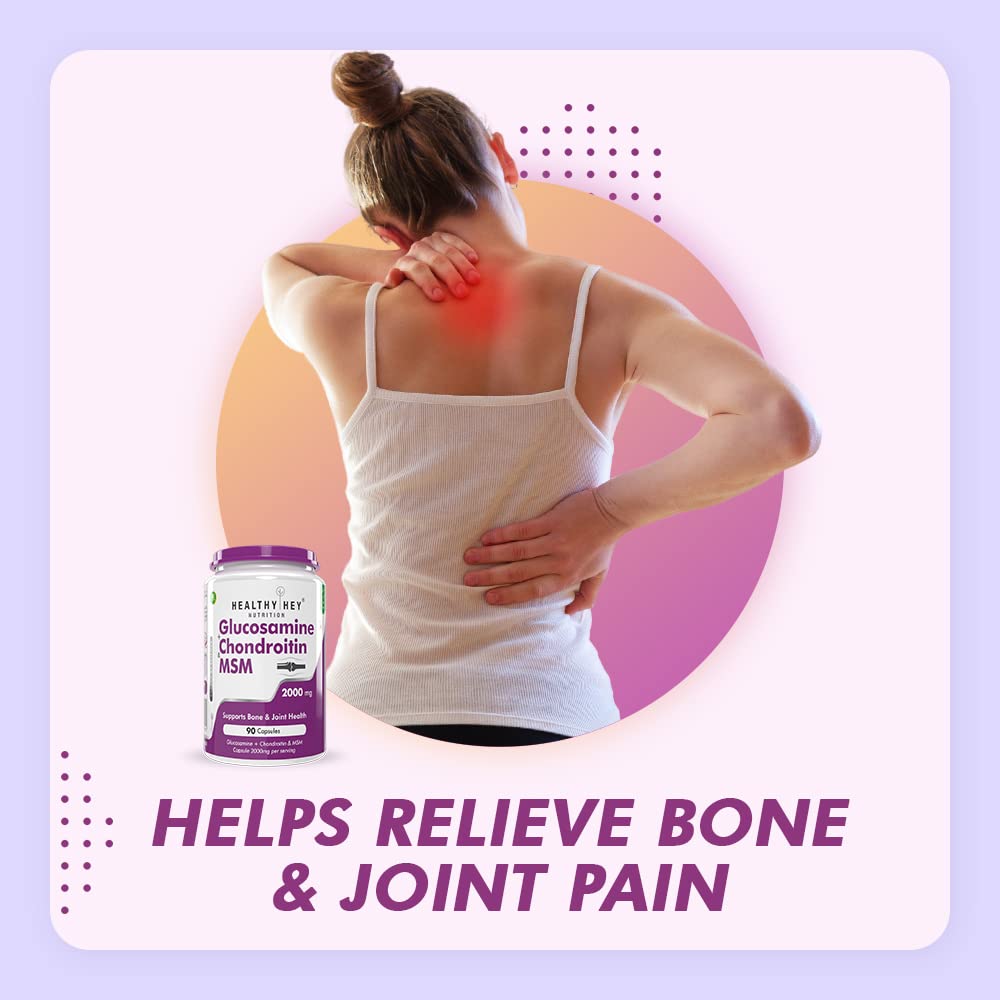 Zephivo HealthyHey Nutrition Glucosamine Chondroitin and MSM for Cartilage; Joint and Bone, 90 Capsules

