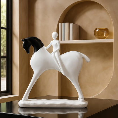 Modern Artistic Horse and Rider Figurine | Resin Home Decor Accent | Unique Art Piece for Living Room, Office, or Entryway | Elegant and Sleek Design