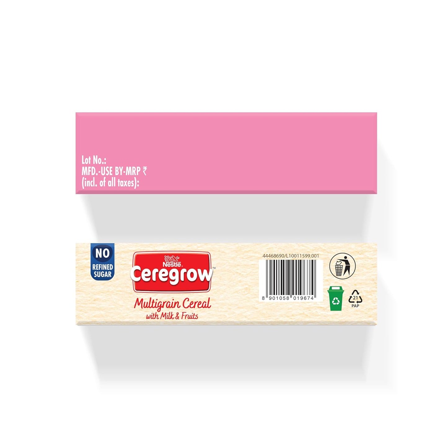 CEREGROW Multigrain Cereal with Milk & Fruits, NO Refined Sugar, from 2-6 Years, with Iron, Protein, Calcium, Omega 3, Instant Cereal, 300g, Bag-in-Box Pack