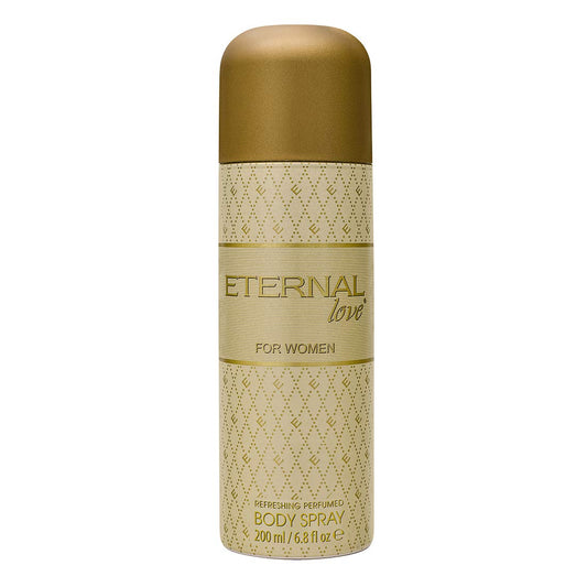 Body spray bottle labeled 'Eternal Love for Women' on a white background