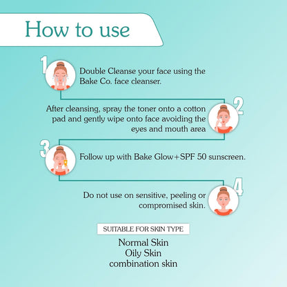 BAKE 5% Glycolic Acid Toner with Hyaluronic Acid | Targets Hyperpigmentation | Pore Tightening Toner for Face & Underarms | For Combination, Oily, Acne Prone Skin | Alcohol Free Toner | 100ml
