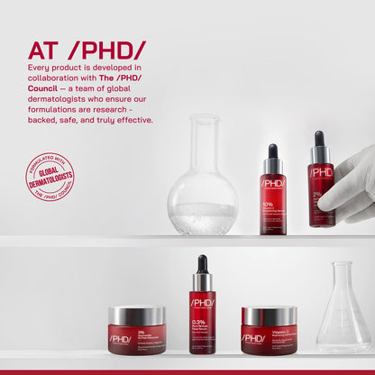 /PHD/ 10% Vitamin C Brightening Serum | For Glowing skin, Oily skin, Dry skin | Dark Spots & Uneven Tone Treatment | Face serum for Women & Men | Formulated with Global Dermatologists 30ml